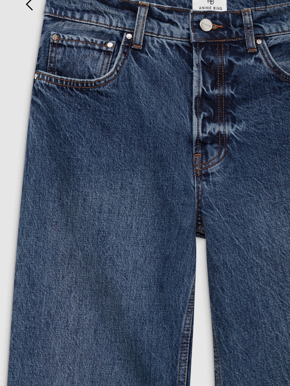 Anine Bing Hugh  Jeans in Dark Blue Denim - Picture 2 of 3